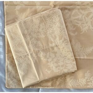 Vintage Pillowcase Std Pair Percale Neutral Plant Fern Botanical Boho Cottage